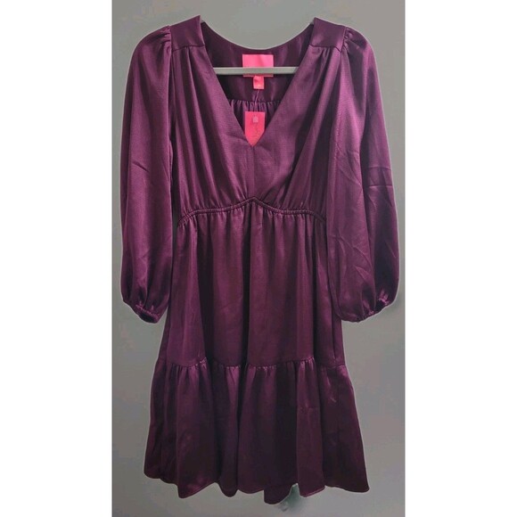 Lilly Pulitzer Deacon 3/4 Sleeve V-Neck Dress Amarena Cherry Size 2 Pockets NWT - Picture 1 of 11